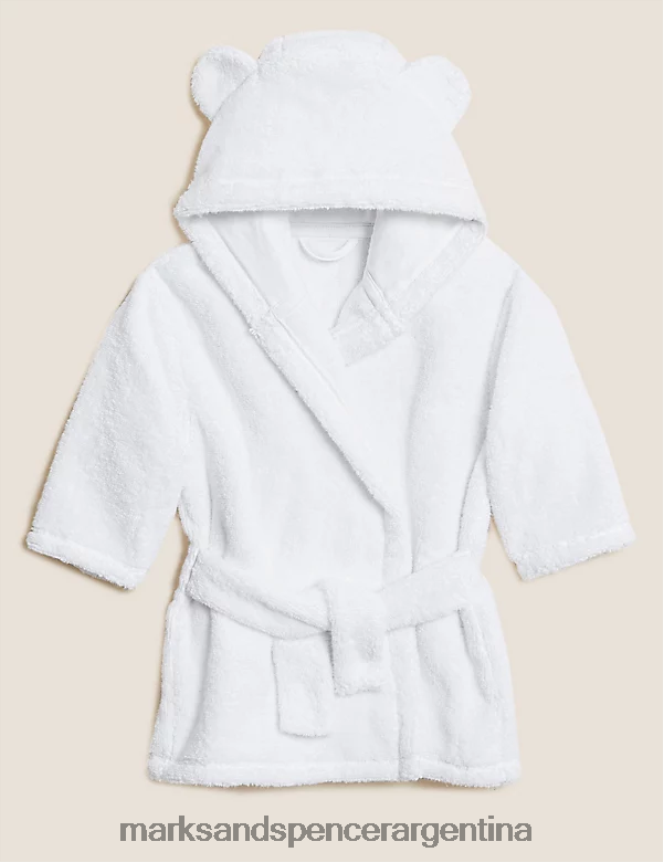 Marks & Spencer bebé bata de baño con capucha de puro algodón accesorios blanco 46VL7796