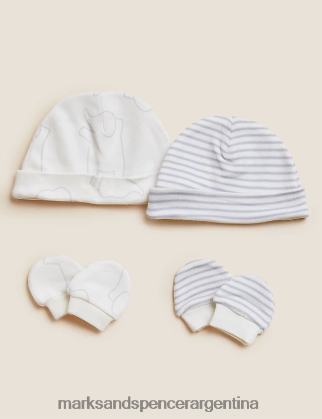 Marks & Spencer bebé Juego de 2 gorros y manoplas para prematuros ropa mezcla blanca 46VL7478