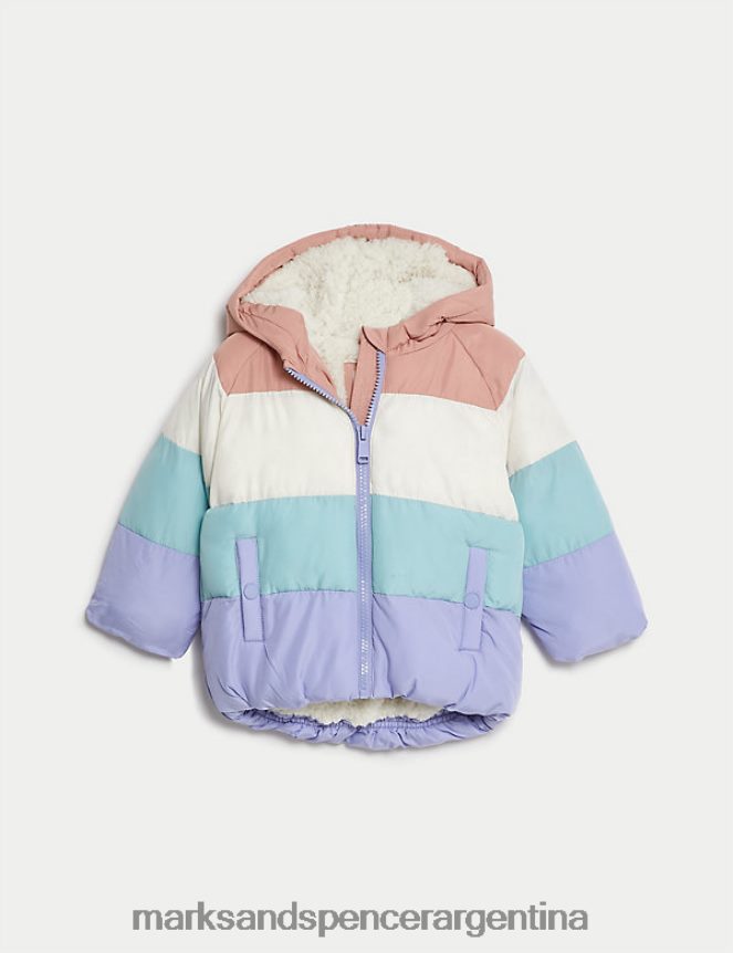 Marks & Spencer bebé chaqueta acolchada con forro de borreguito ropa mezcla rosa 46VL7680