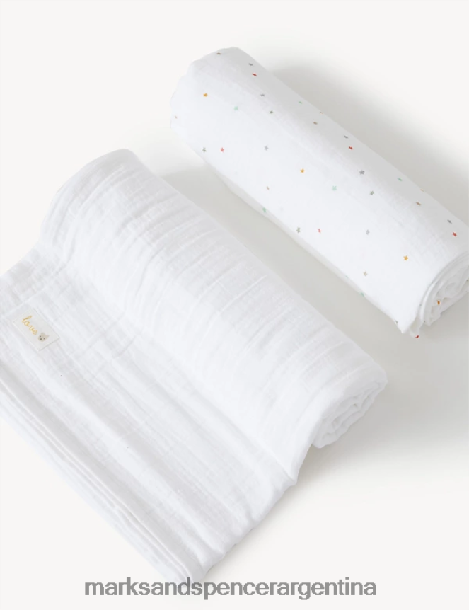 Marks & Spencer bebé 2 unidades de muselinas grandes de puro algodón ropa multi 46VL7384
