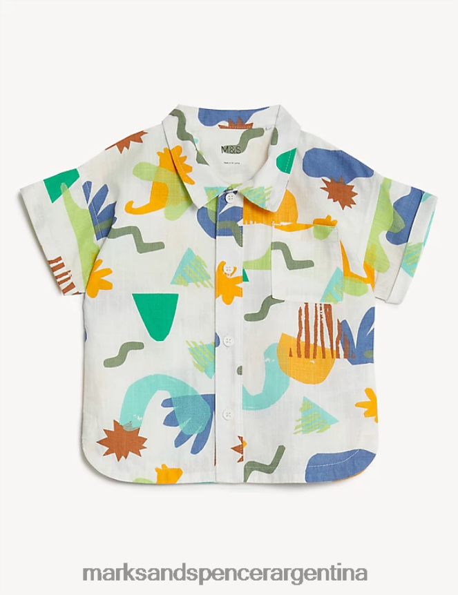 Marks & Spencer bebé Conjunto de 2 piezas con estampado abstracto de puro algodón ropa mezcla de mezclilla 46VL7396