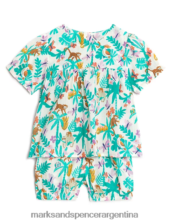 Marks & Spencer bebé Conjunto de 2 piezas con estampado de jungla de puro algodón ropa multi 46VL7716