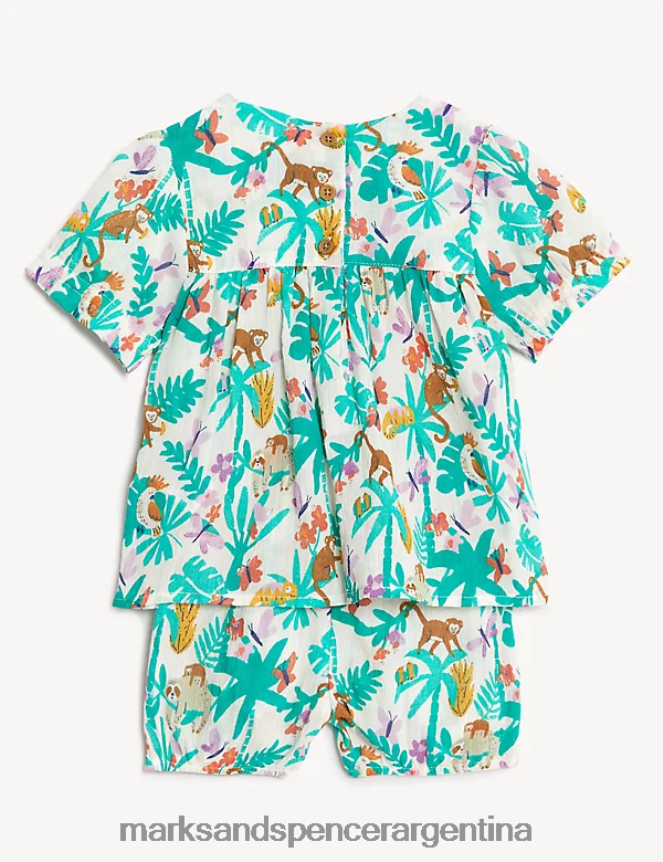 Marks & Spencer bebé Conjunto de 2 piezas con estampado de jungla de puro algodón ropa multi 46VL7716