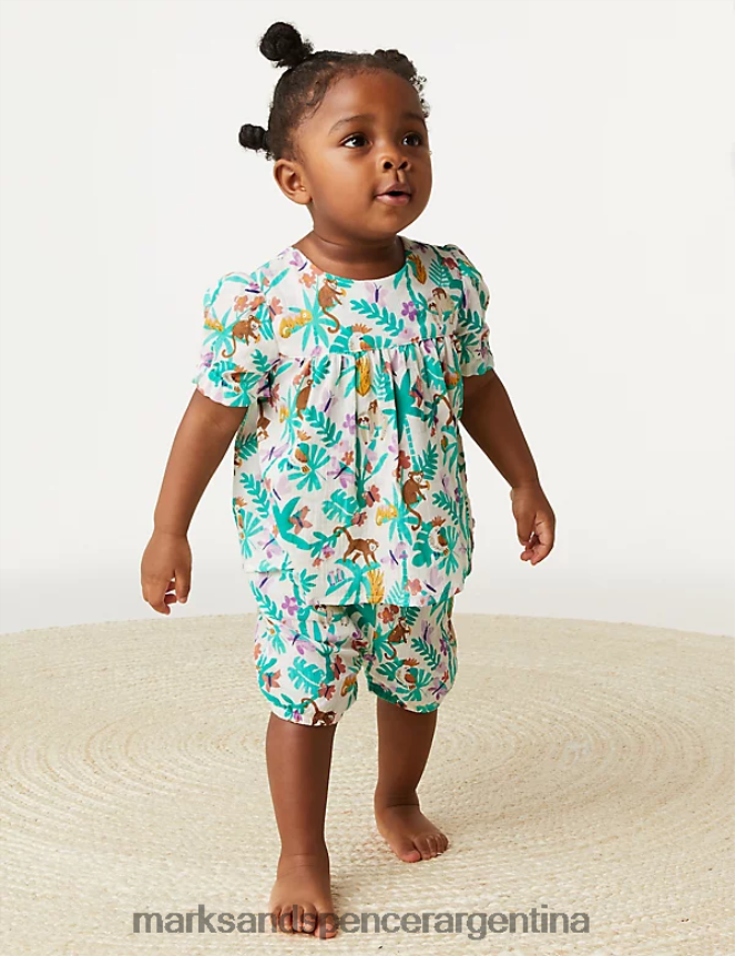 Marks & Spencer bebé Conjunto de 2 piezas con estampado de jungla de puro algodón ropa multi 46VL7716