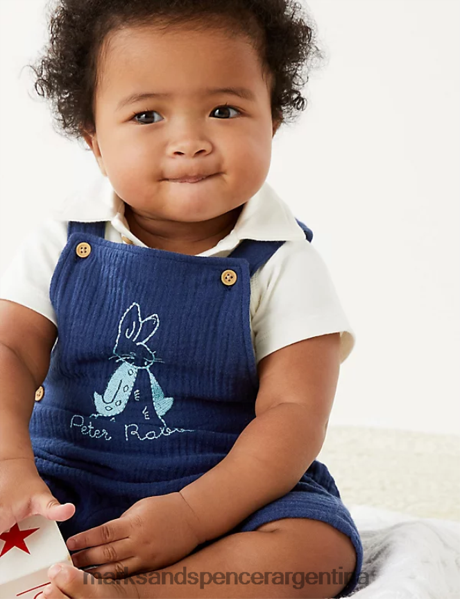 Marks & Spencer bebé Conjunto de 2 piezas de Peter Rabbit de puro algodón ropa mezcla azul 46VL7398