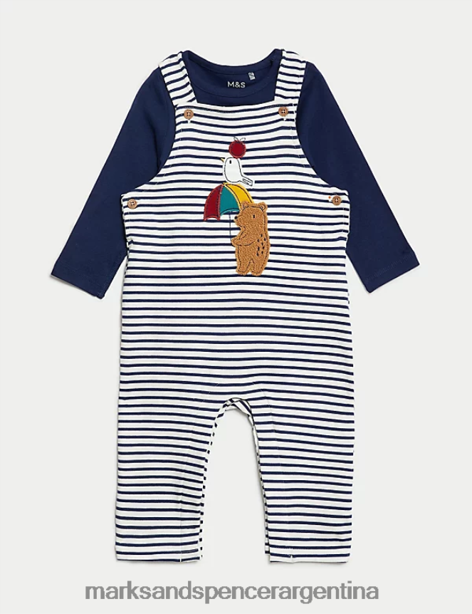 Marks & Spencer bebé Conjunto de 2 piezas de algodón a rayas ropa multi 46VL7236