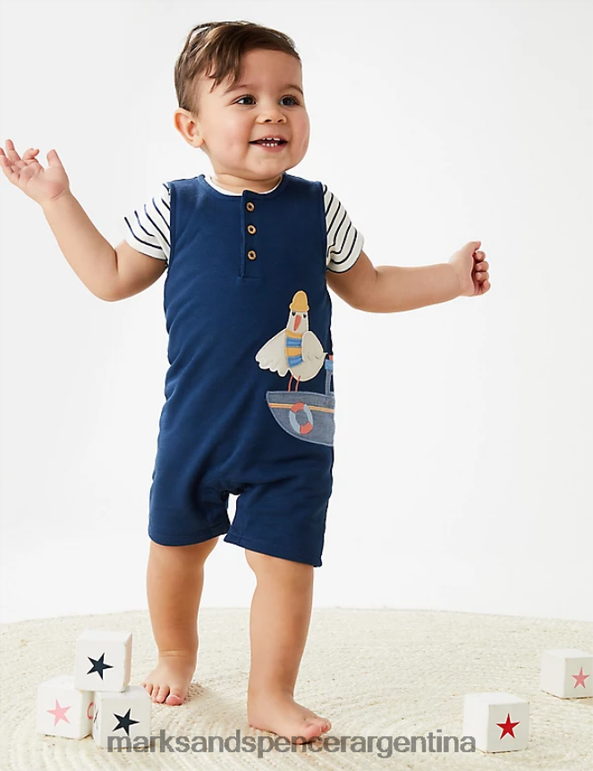 Marks & Spencer bebé Conjunto de 2 piezas de gaviota de puro algodón ropa índigo 46VL7408