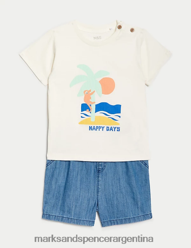 Marks & Spencer bebé Conjunto de 2 piezas de palmera de puro algodón ropa multi 46VL7370