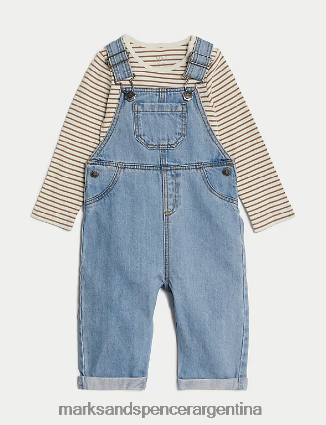 Marks & Spencer bebé Conjunto de 2 piezas de puro algodón ropa mezclilla ligera 46VL7238