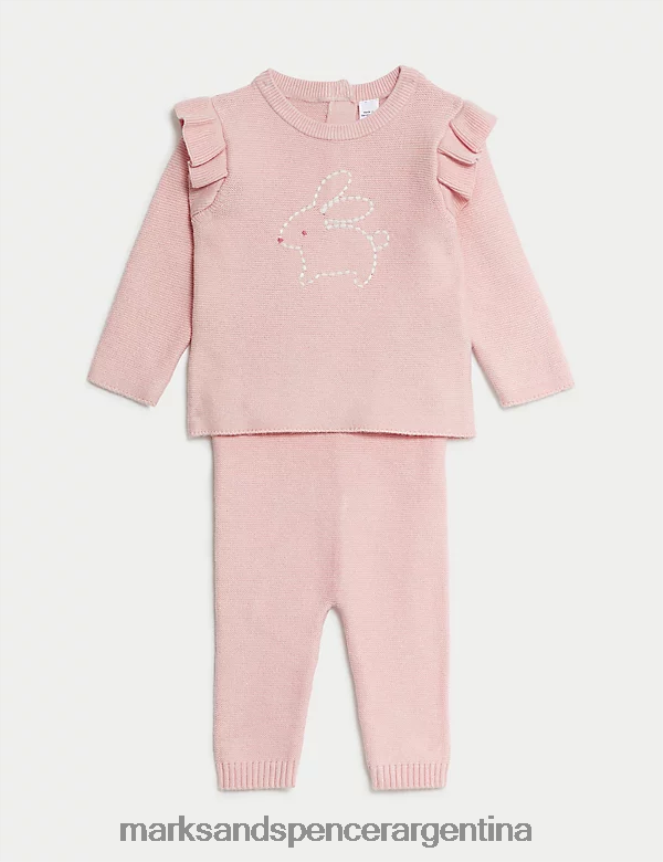 Marks & Spencer bebé Conjunto de conejito de punto de 2 piezas ropa Rosa claro 46VL7654