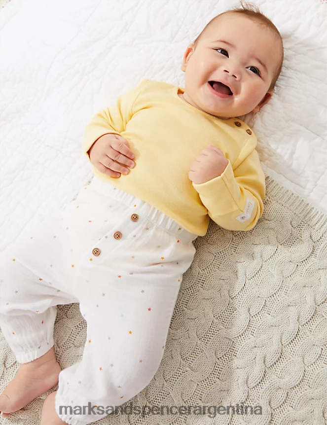 Marks & Spencer bebé Conjunto de estrellas de 2 piezas de puro algodón ropa mezcla de marfil 46VL7428