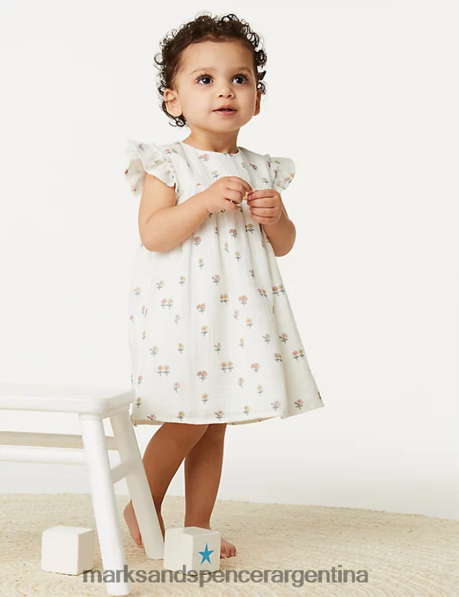 Marks & Spencer bebé Conjunto floral de 2 piezas de puro algodón ropa mezcla de crema 46VL7730