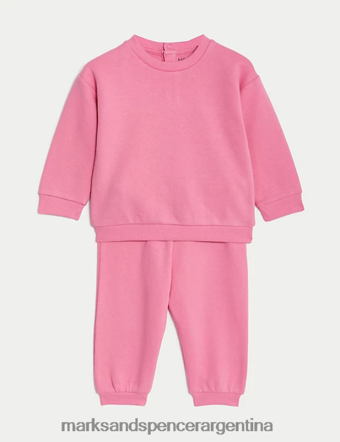 Marks & Spencer bebé Conjunto rico en algodón de 2 piezas ropa rosa 46VL7612