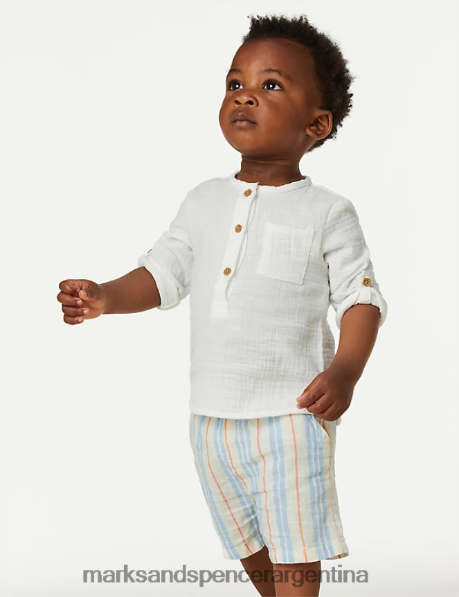 Marks & Spencer bebé Conjunto superior e inferior rico en algodón de 2 piezas ropa multi 46VL7564