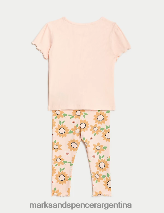 Marks & Spencer bebé Traje de girasol rico en algodón de 2 piezas ropa mezcla de durazno 46VL7726