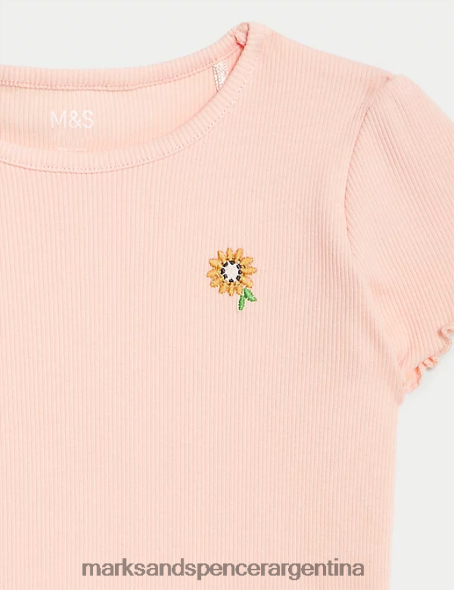 Marks & Spencer bebé Traje de girasol rico en algodón de 2 piezas ropa mezcla de durazno 46VL7726
