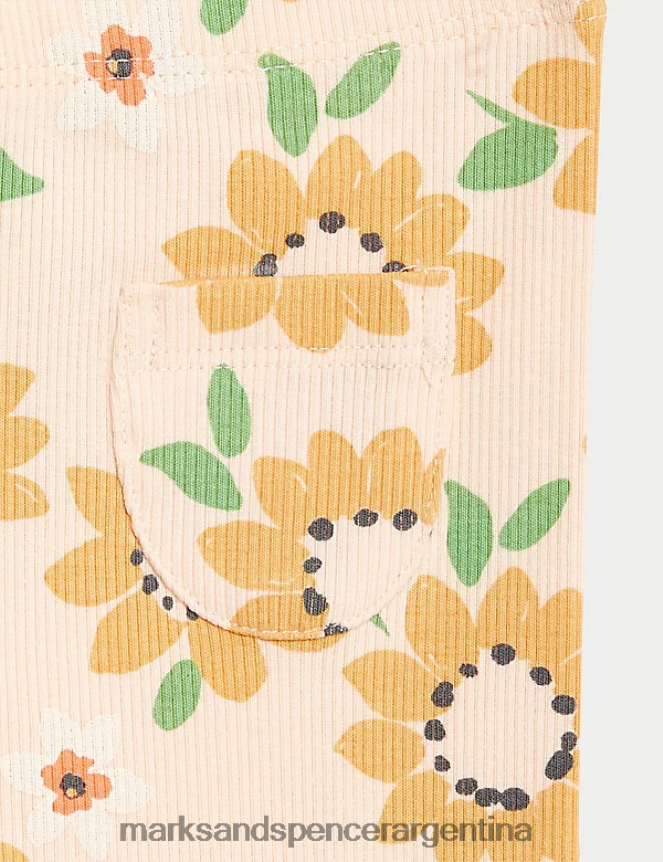 Marks & Spencer bebé Traje de girasol rico en algodón de 2 piezas ropa mezcla de durazno 46VL7726