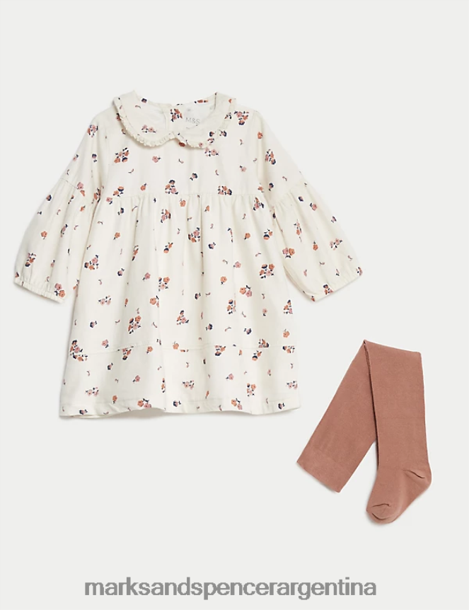 Marks & Spencer bebé Traje floral rico en algodón de 2 piezas ropa mezcla rosa 46VL7618