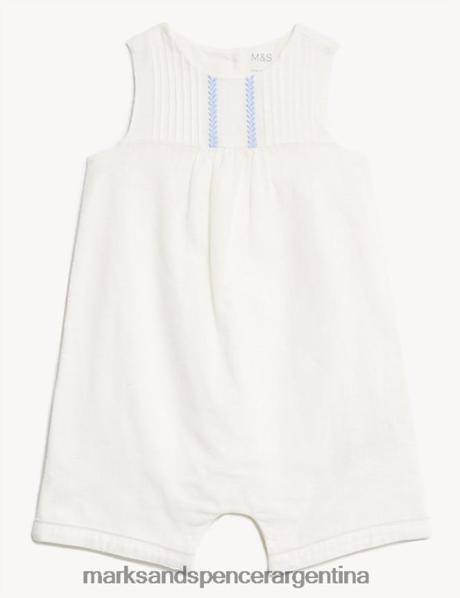 Marks & Spencer bebé mameluco bordado rico en algodón ropa mezcla de marfil 46VL7490