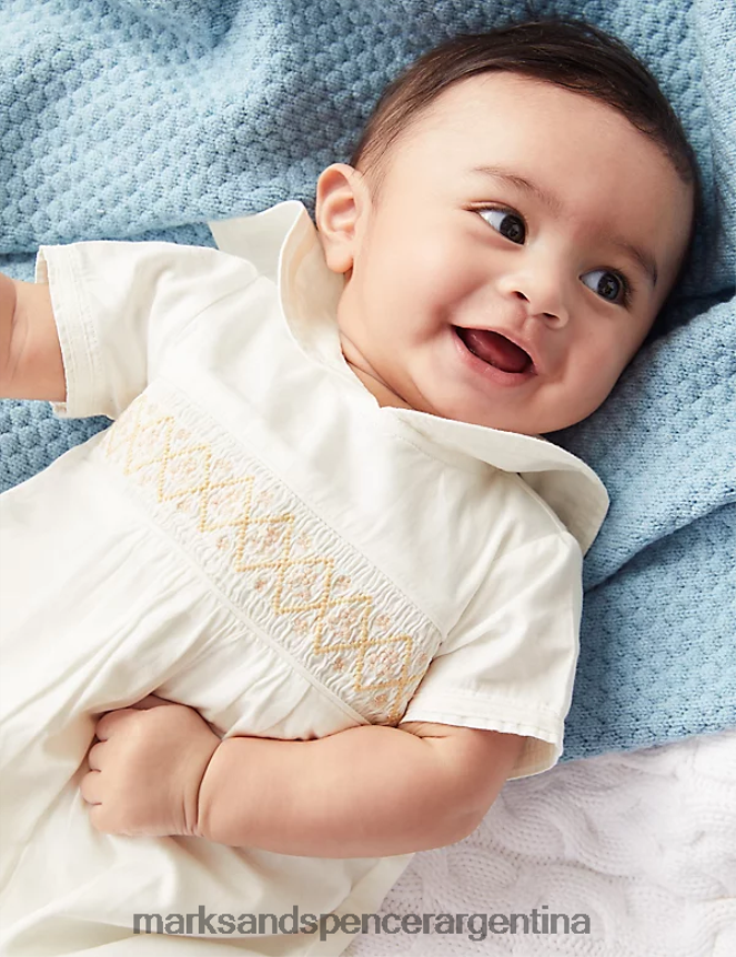 Marks & Spencer bebé mameluco de bautizo de puro algodón ropa Marfil 46VL7254