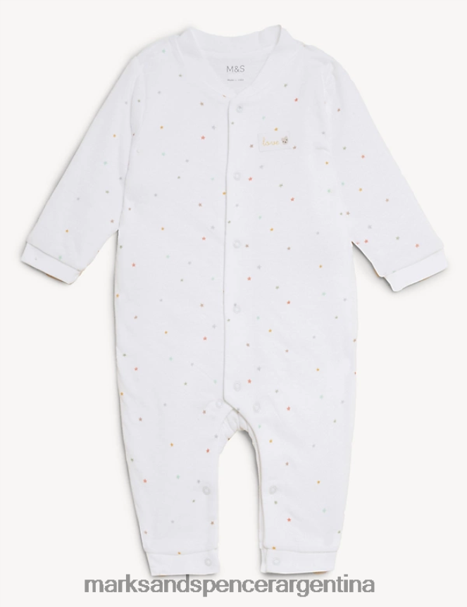 Marks & Spencer bebé puro algodón estampado 1,5 tog todo en uno ropa mezcla de marfil 46VL7786