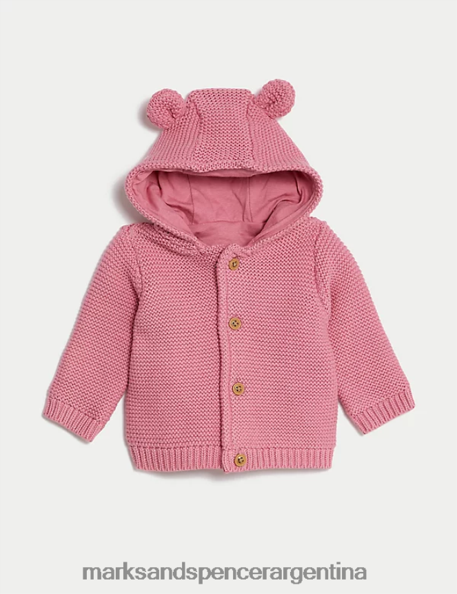 Marks & Spencer bebé cárdigan de punto grueso de puro algodón ropa Rosado oscuro 46VL7620
