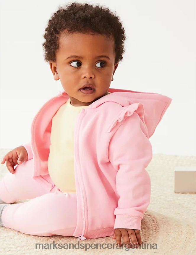 Marks & Spencer bebé sudadera con capucha rica en algodón ropa rosa 46VL7694