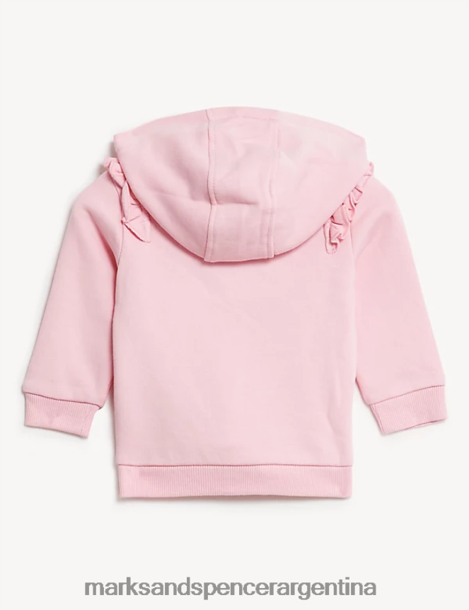 Marks & Spencer bebé sudadera con capucha rica en algodón ropa rosa 46VL7694