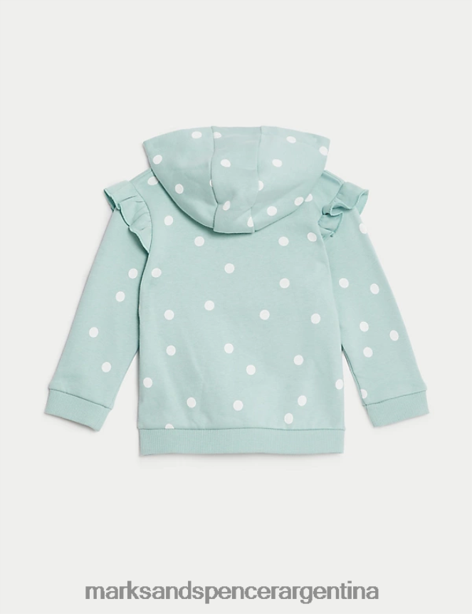 Marks & Spencer bebé sudadera con capucha y cremallera con puntos ricos en algodón ropa mezcla verde azulado 46VL7696