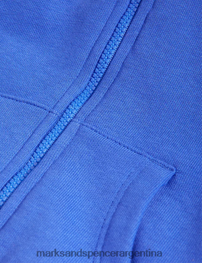 Marks & Spencer bebé sudadera con capucha y cremallera rica en algodón ropa azul brillante 46VL7368