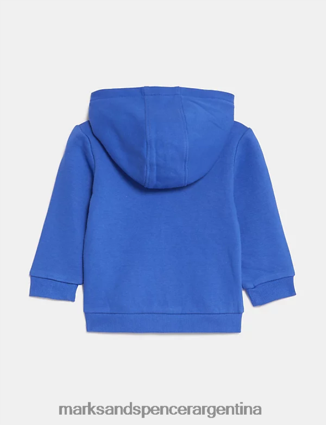 Marks & Spencer bebé sudadera con capucha y cremallera rica en algodón ropa azul brillante 46VL7368