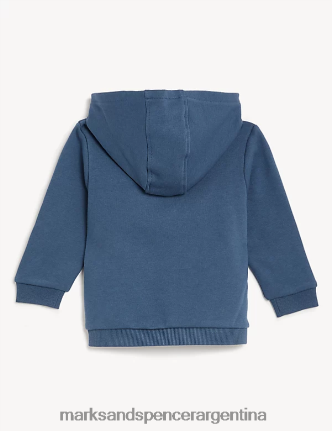 Marks & Spencer bebé sudadera con capucha y cremallera rica en algodón ropa azul oscuro 46VL7486