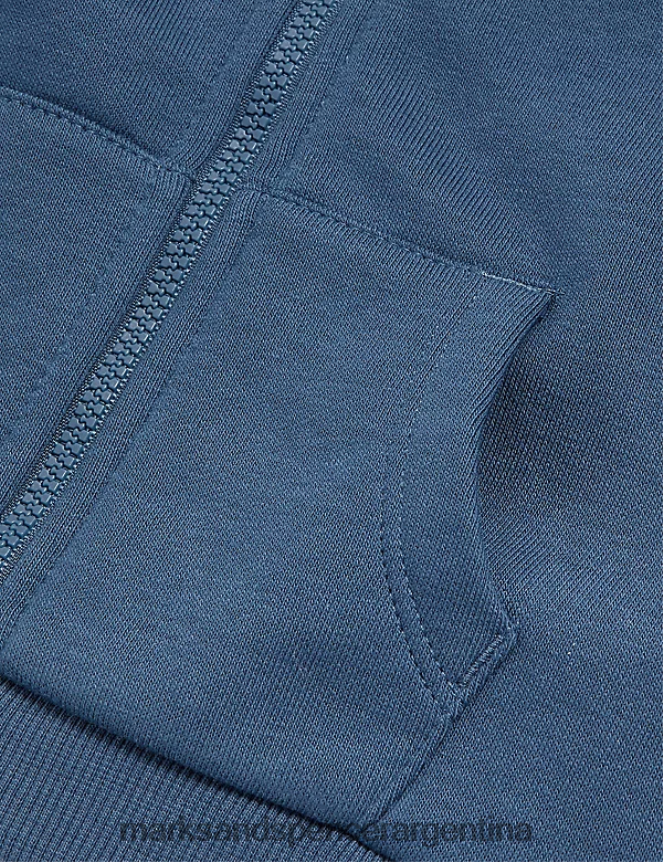 Marks & Spencer bebé sudadera con capucha y cremallera rica en algodón ropa azul oscuro 46VL7486