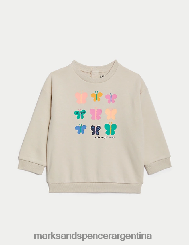 Marks & Spencer bebé sudadera rica en algodón con estampado de mariposas ropa mezcla de calicó 46VL7610