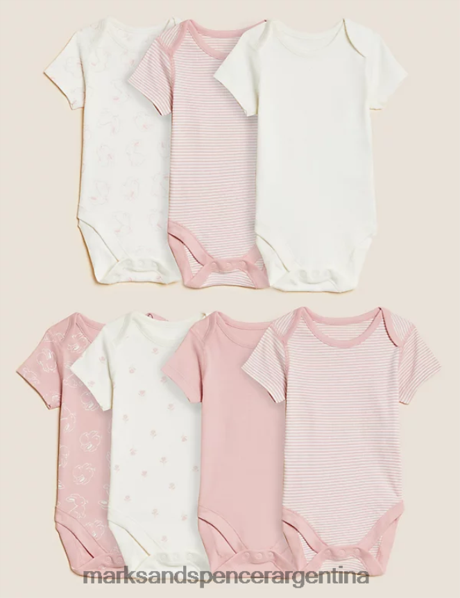 Marks & Spencer bebé Paquete de 7 bodis de puro algodón ropa mezcla rosa 46VL7638