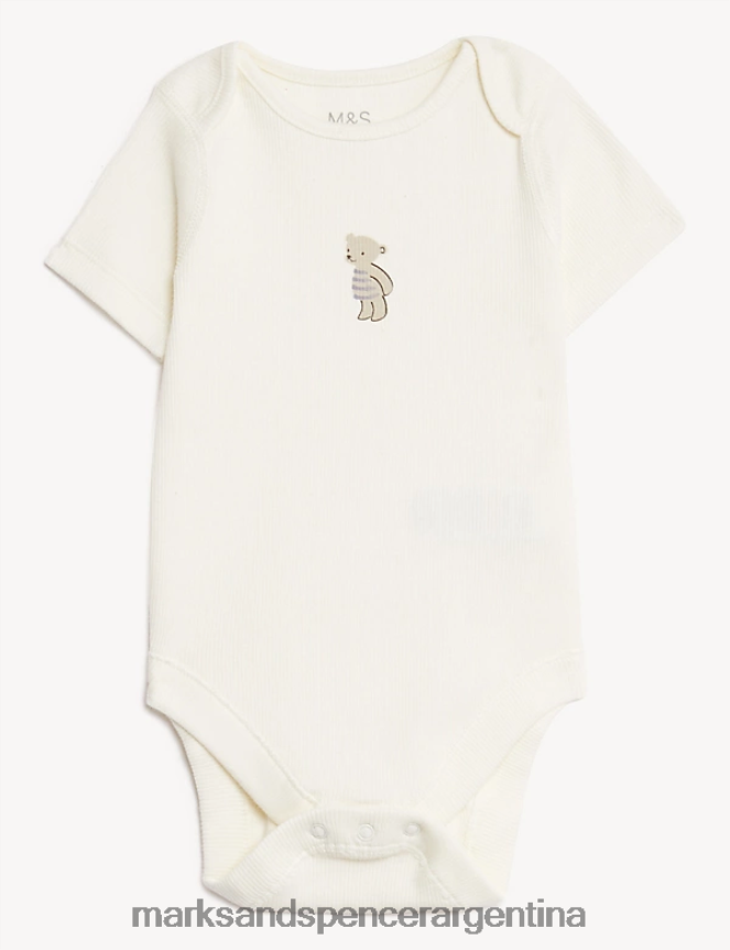 Marks & Spencer bebé body con osito rico en algodón ropa Marfil 46VL7394