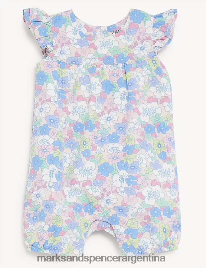 Marks & Spencer bebé mameluco floral de puro algodón ropa mezcla azul 46VL7742