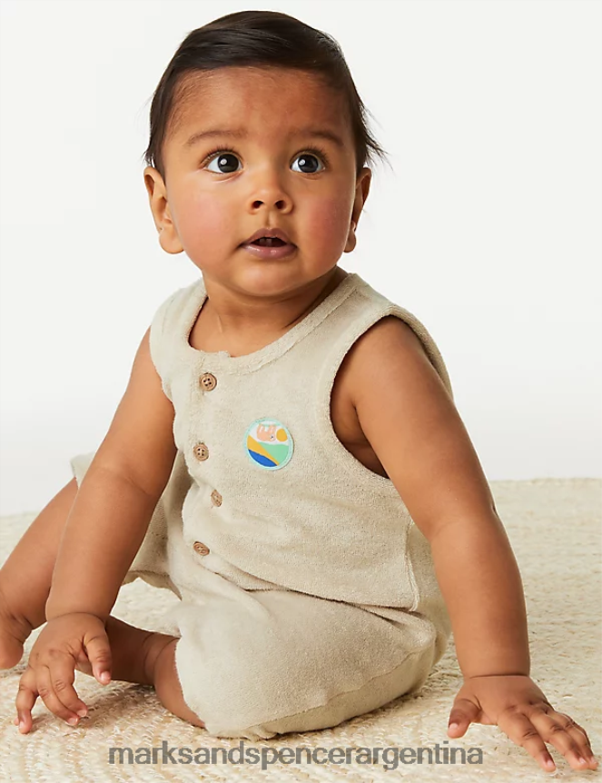 Marks & Spencer bebé mameluco rico en algodón ropa piedra 46VL7454