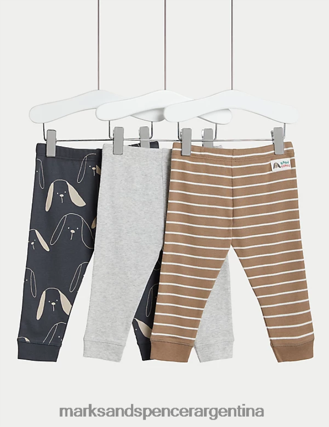 Marks & Spencer bebé Pack de 3 joggers de canalé de puro algodón ropa multi 46VL7316