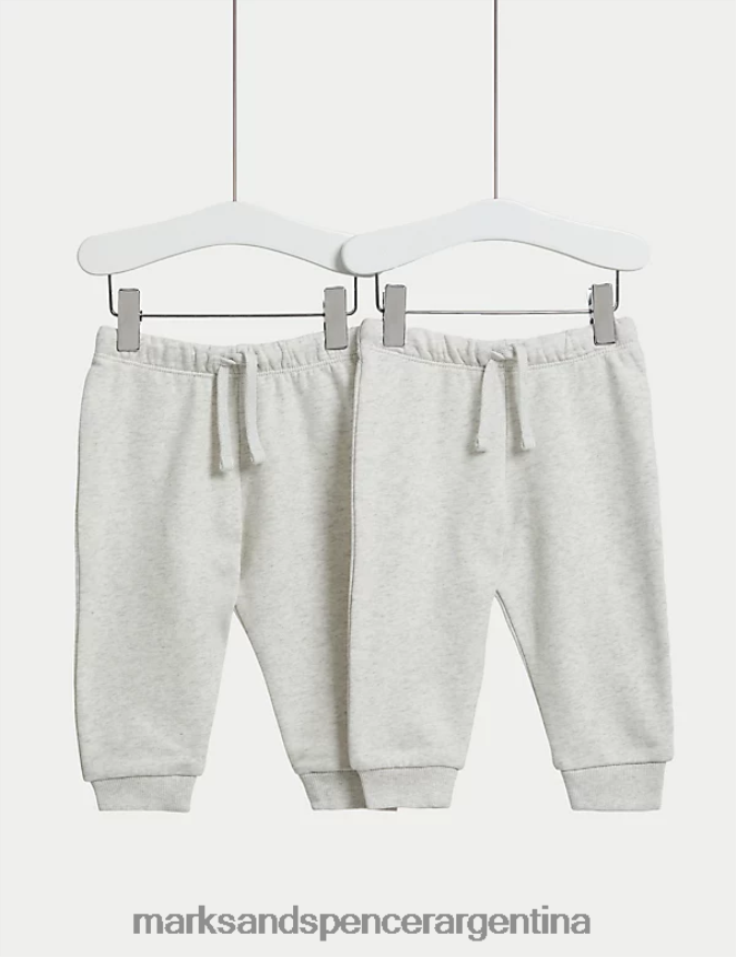 Marks & Spencer bebé Paquete de 2 joggers con tejido rico en algodón ropa marga gris 46VL7566