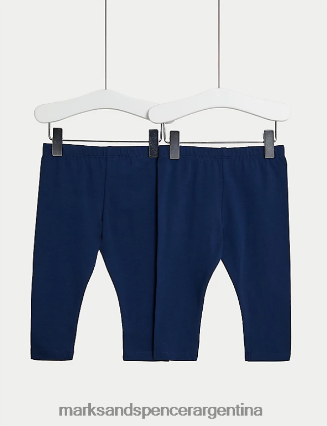 Marks & Spencer bebé Paquete de 2 leggings ricos en algodón ropa Armada 46VL7684