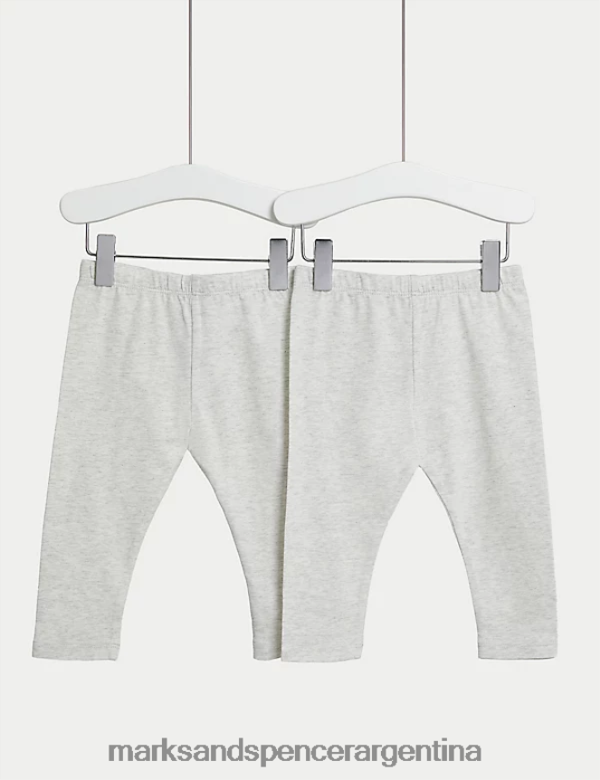 Marks & Spencer bebé Paquete de 2 leggings ricos en algodón ropa marga gris 46VL7890