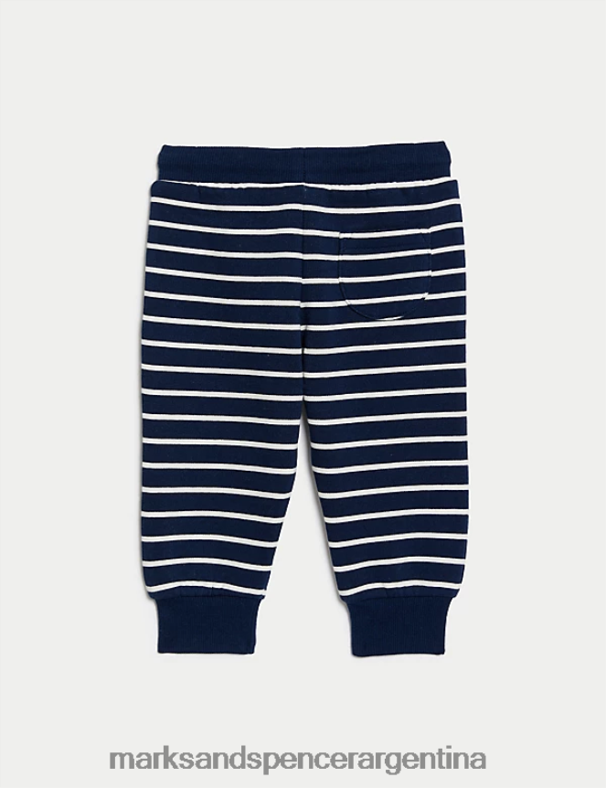 Marks & Spencer bebé joggers de dinosaurio a rayas con alto contenido de algodón ropa mezcla azul marino 46VL7252