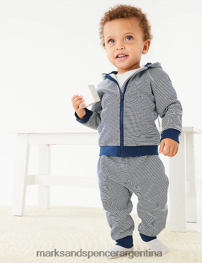 Marks & Spencer bebé joggers de rayas ricas en algodón ropa índigo 46VL7452