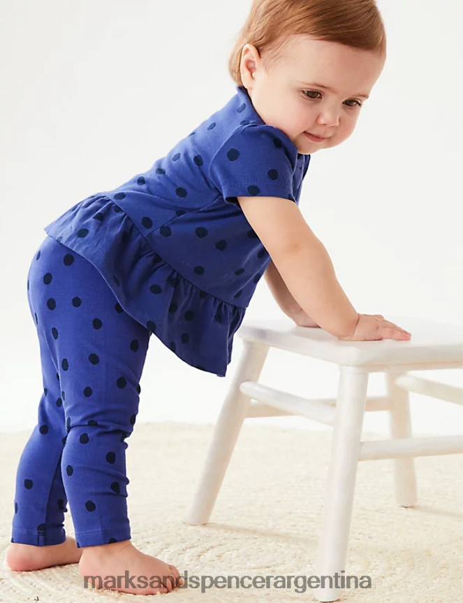Marks & Spencer bebé leggings con lunares ricos en algodón ropa azul 46VL7764