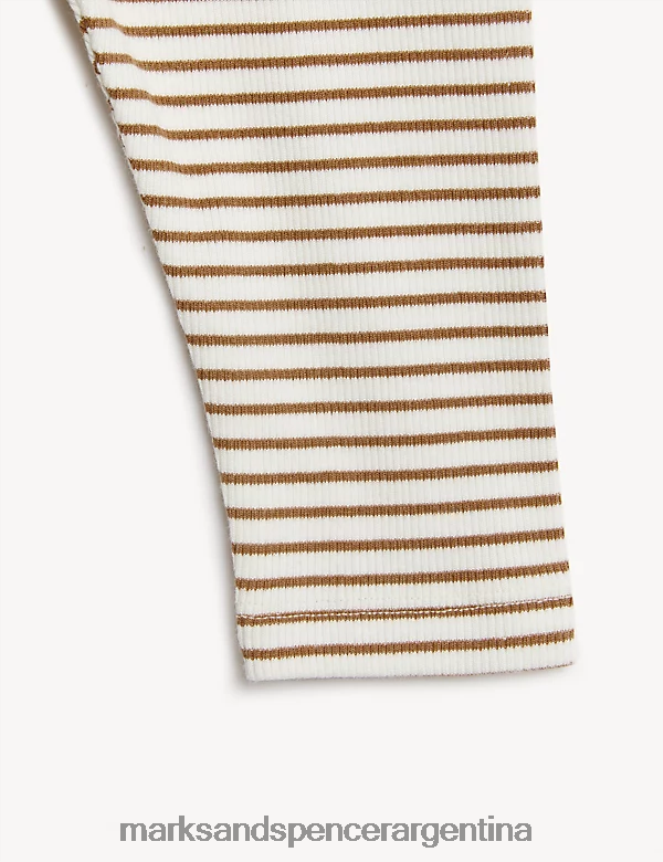Marks & Spencer bebé leggings de algodón a rayas ropa mezcla de moca 46VL7488