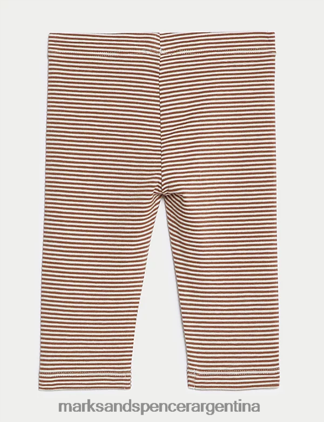 Marks & Spencer bebé leggings de algodón a rayas ropa mezcla marrón 46VL7738