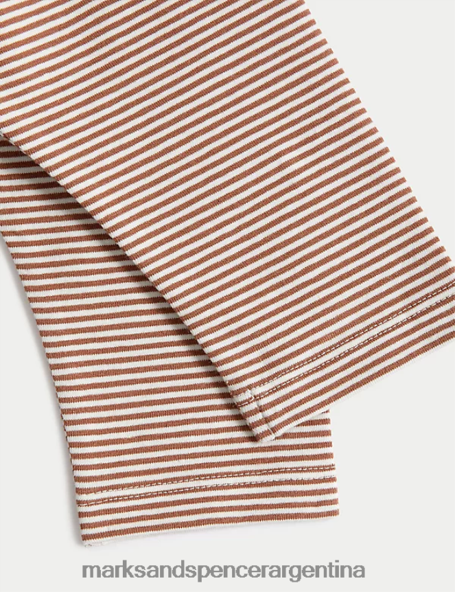 Marks & Spencer bebé leggings de algodón a rayas ropa mezcla marrón 46VL7738