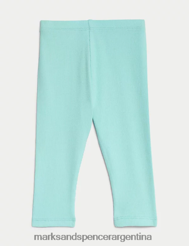 Marks & Spencer bebé leggings de canalé ricos en algodón ropa aguamarina brillante 46VL7912