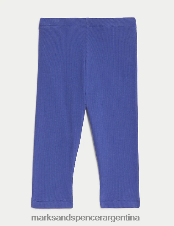 Marks & Spencer bebé leggings de canalé ricos en algodón ropa azul 46VL7702